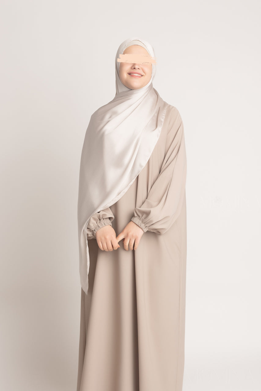 Hijab froissé en satin de soie - Pierre de lune