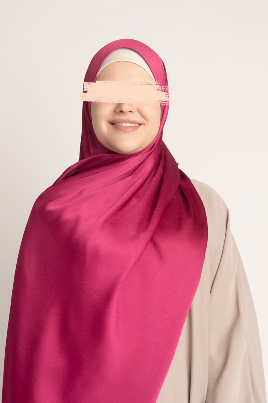 Silk Satin Crinkle Hijab - Nova Pink