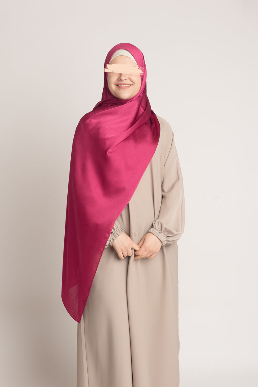 Hijab Froissé en Satin de Soie - Nova Rose