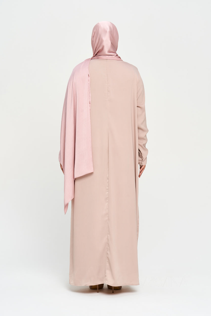 Nura Satin Straight Abaya - Sandstone