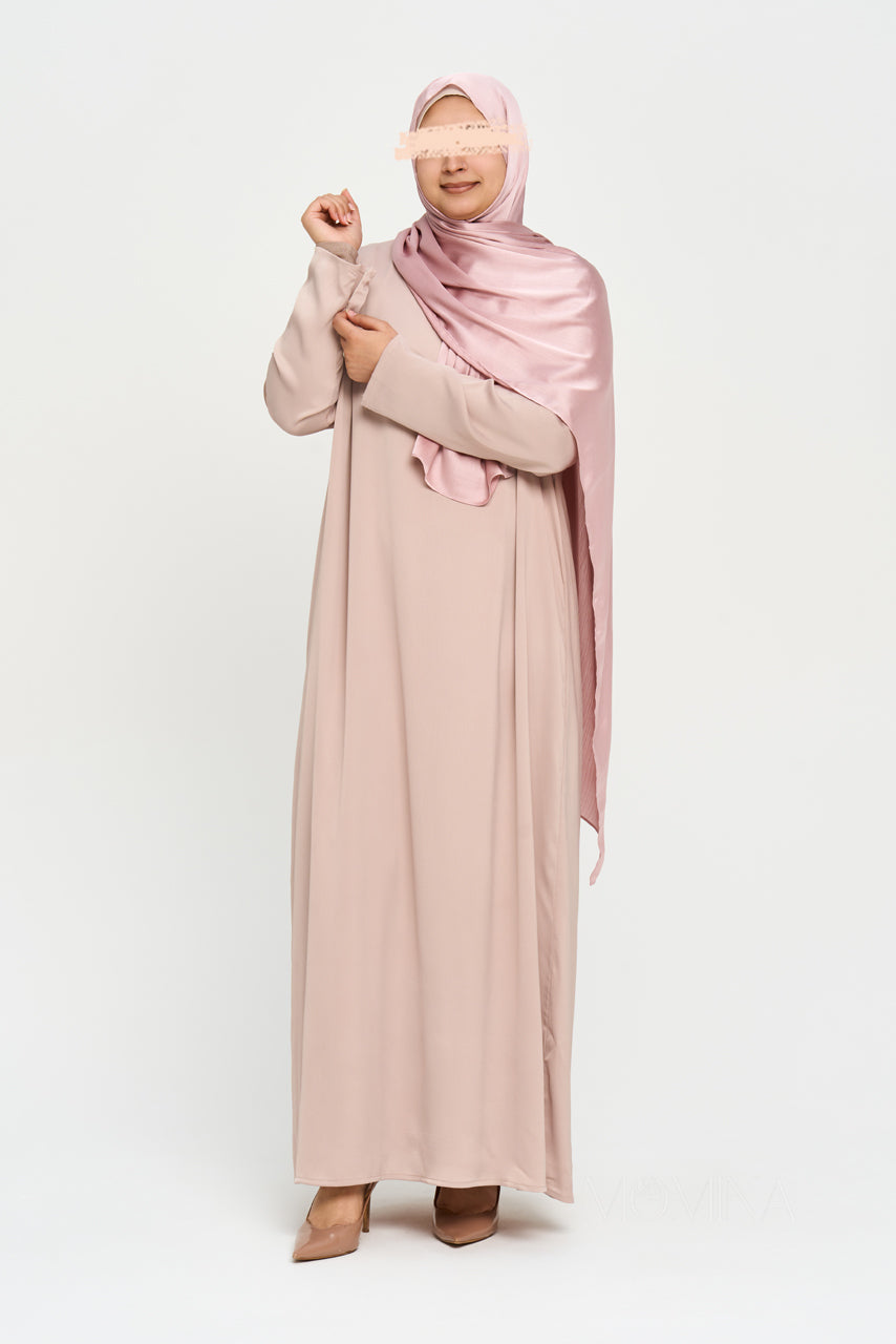 Nura Satin Straight Abaya - Sandstone