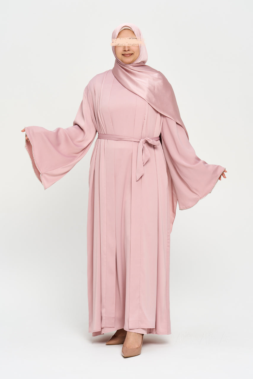 Nura Satin Abaya Set - Mauve Pink