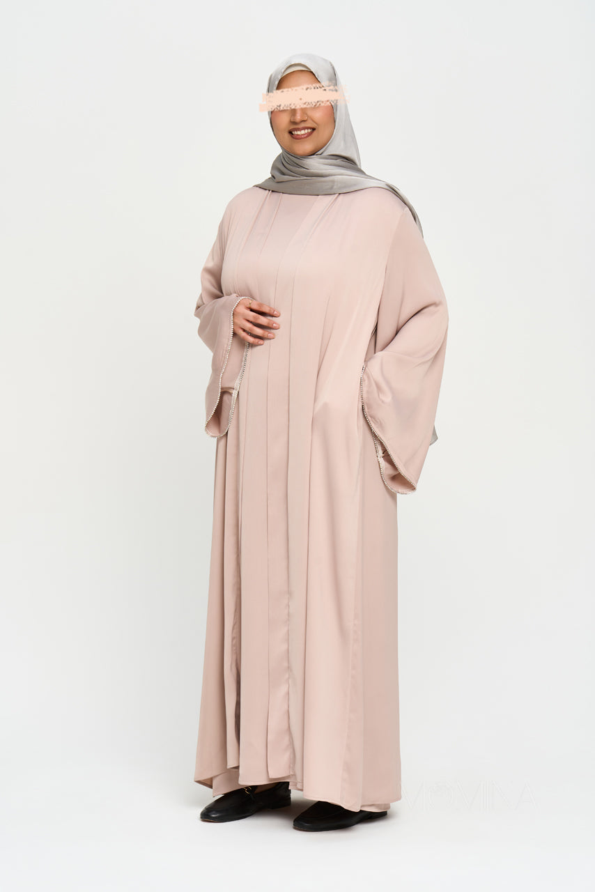 Nura Satin Abaya Set - Sandstone