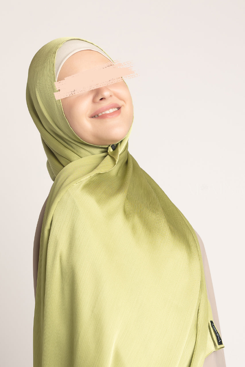 Silk Satin Crinkle Hijab - Peridot