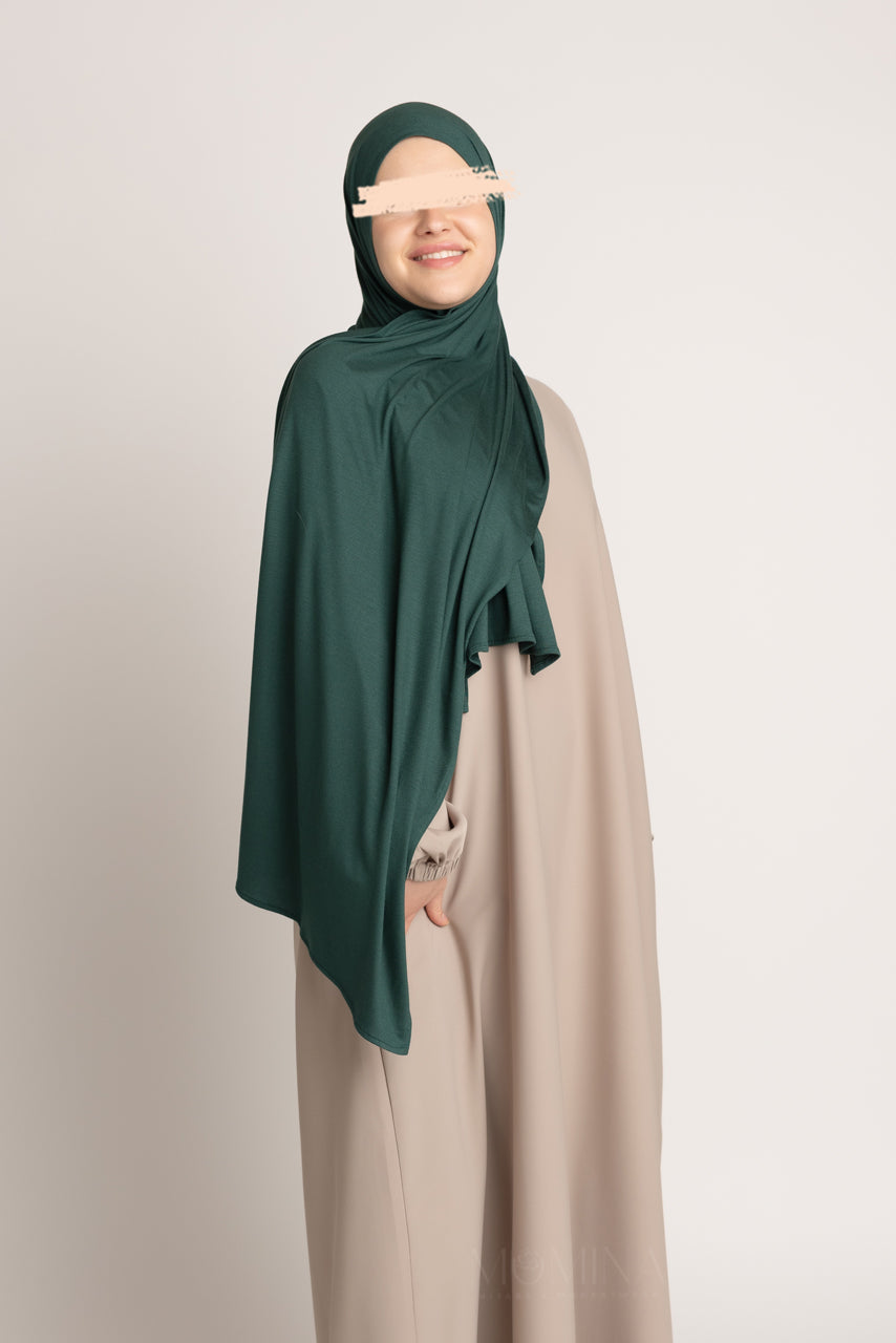 Matching Premium Jersey Hijab & Undercap Set - Evergreen