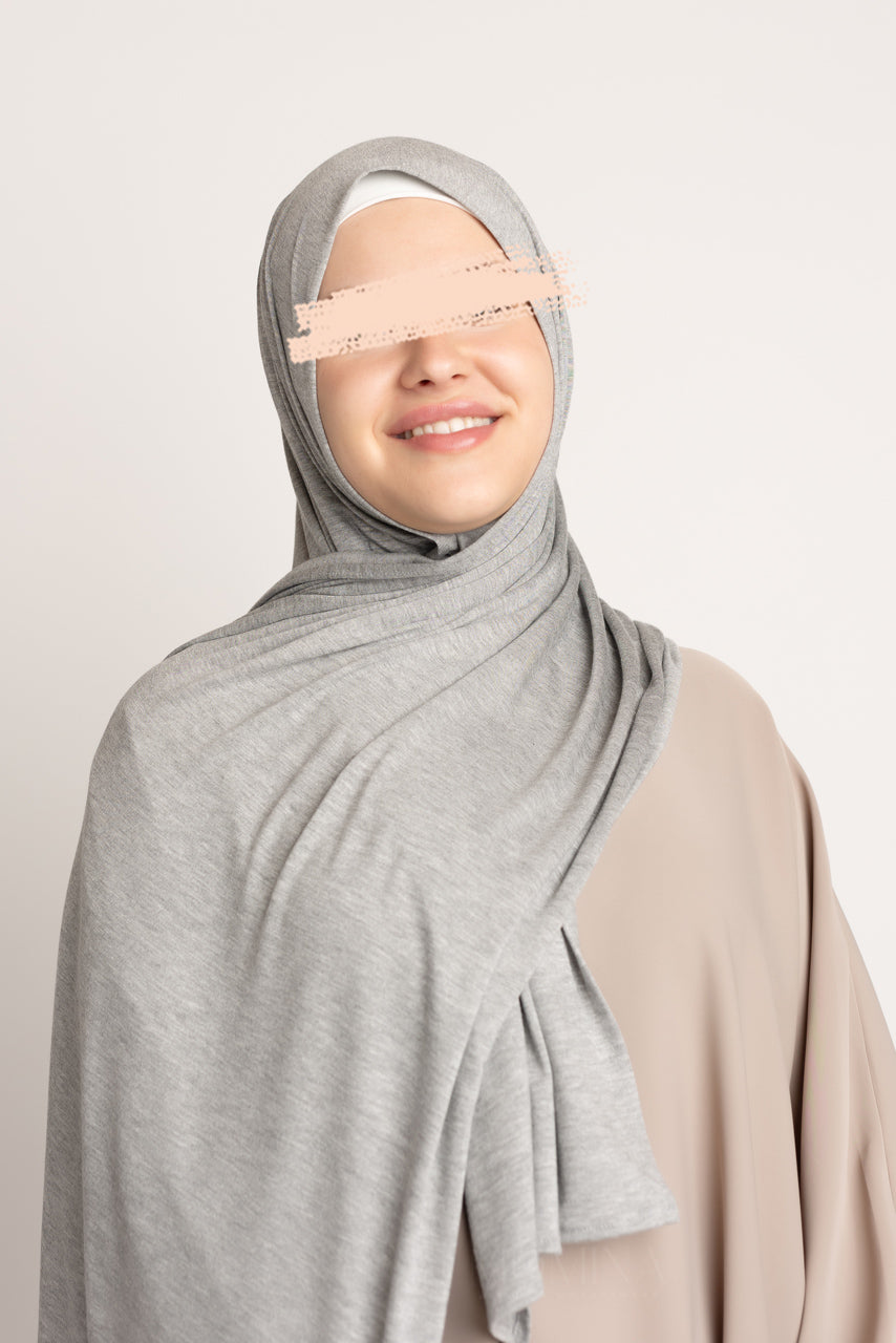 Premium Jersey Hijab - Light Marble Gray