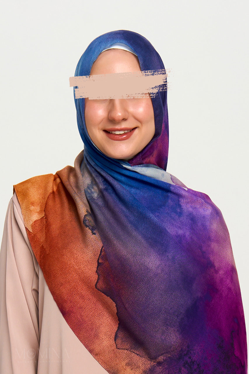 Printed Modal Hijab - Crimson Cloud