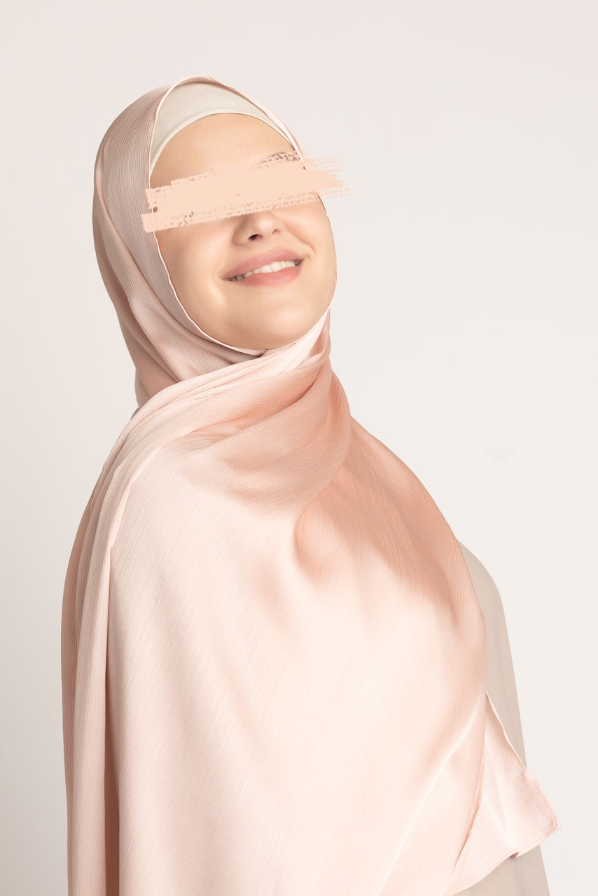 Hijab en satin de soie froissé - Rosewater