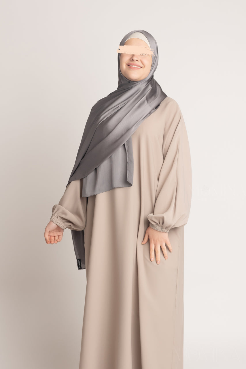 Silk Satin Crinkle Hijab - Silver Gray