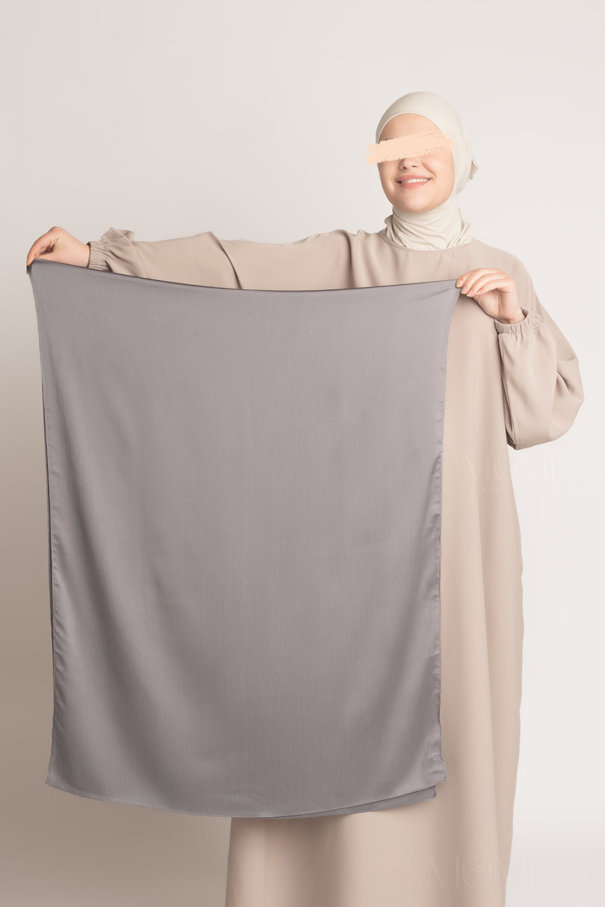 Satin Crinkle Hijab - Silver Gray