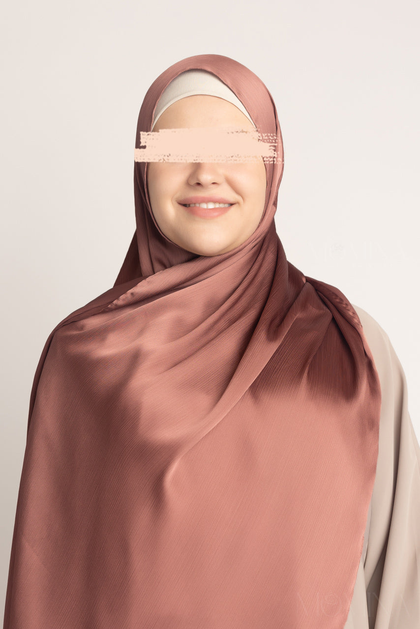 Hijab froissé en satin de soie - Sunstone