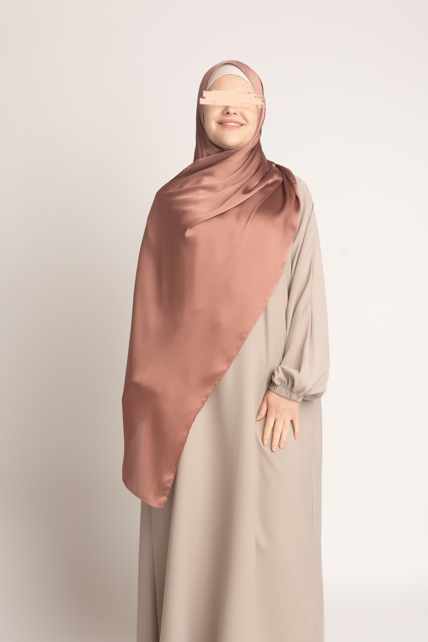 Hijab froissé en satin de soie - Sunstone