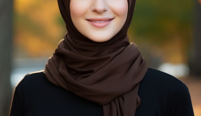 A hijabi wearing a dark brown premium jersey hijab from momina hijabs