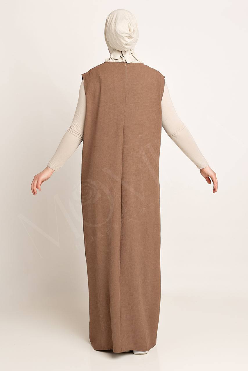 Amani Textured Abaya Inner - Cocoa Brown - Momina Hijabs & Modestwear ™