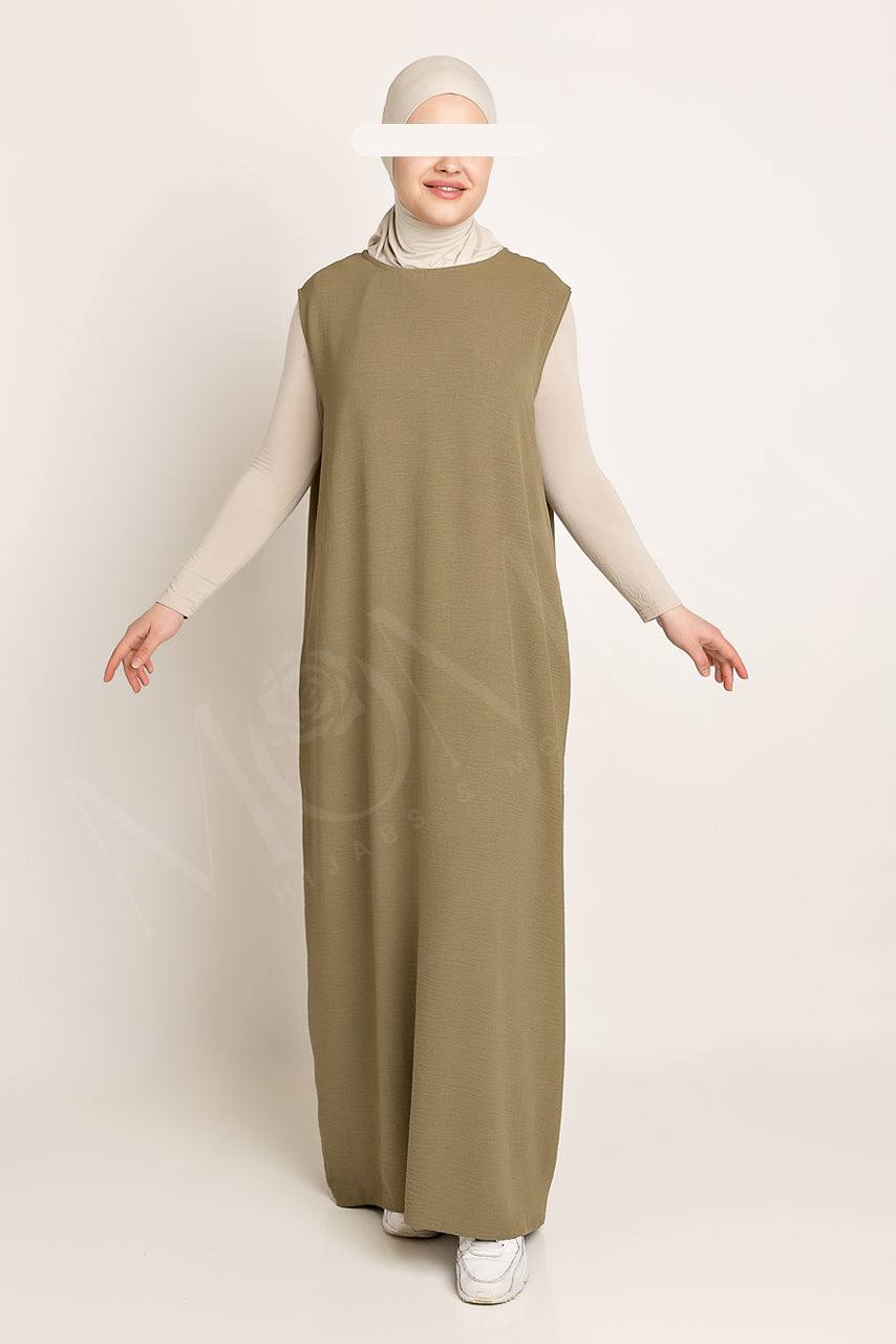 Amani Textured Abaya Inner - Olive - Momina Hijabs & Modestwear ™