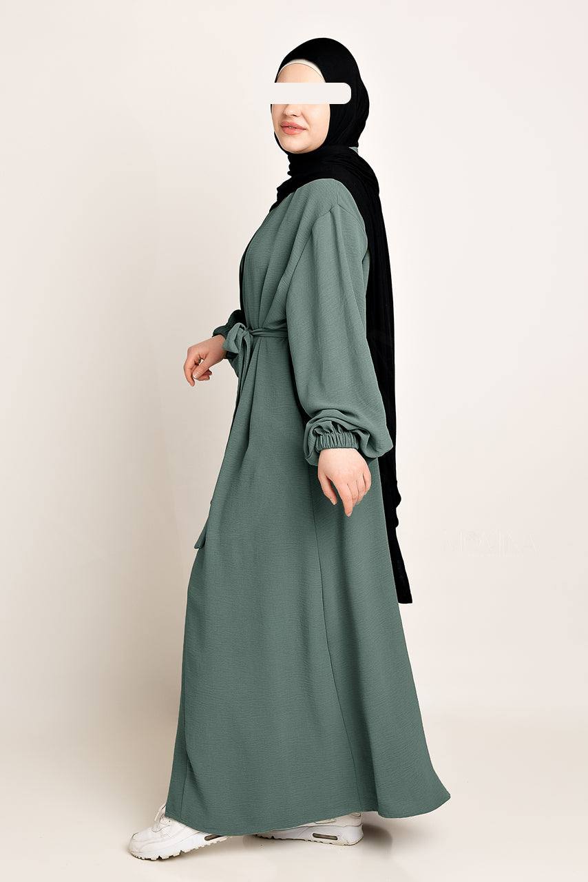 Amani Textured Abaya Outer - Ash Blue - Momina Hijabs & Modestwear