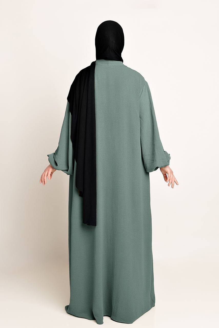 Amani Textured Abaya Outer - Ash Blue - Momina Hijabs & Modestwear