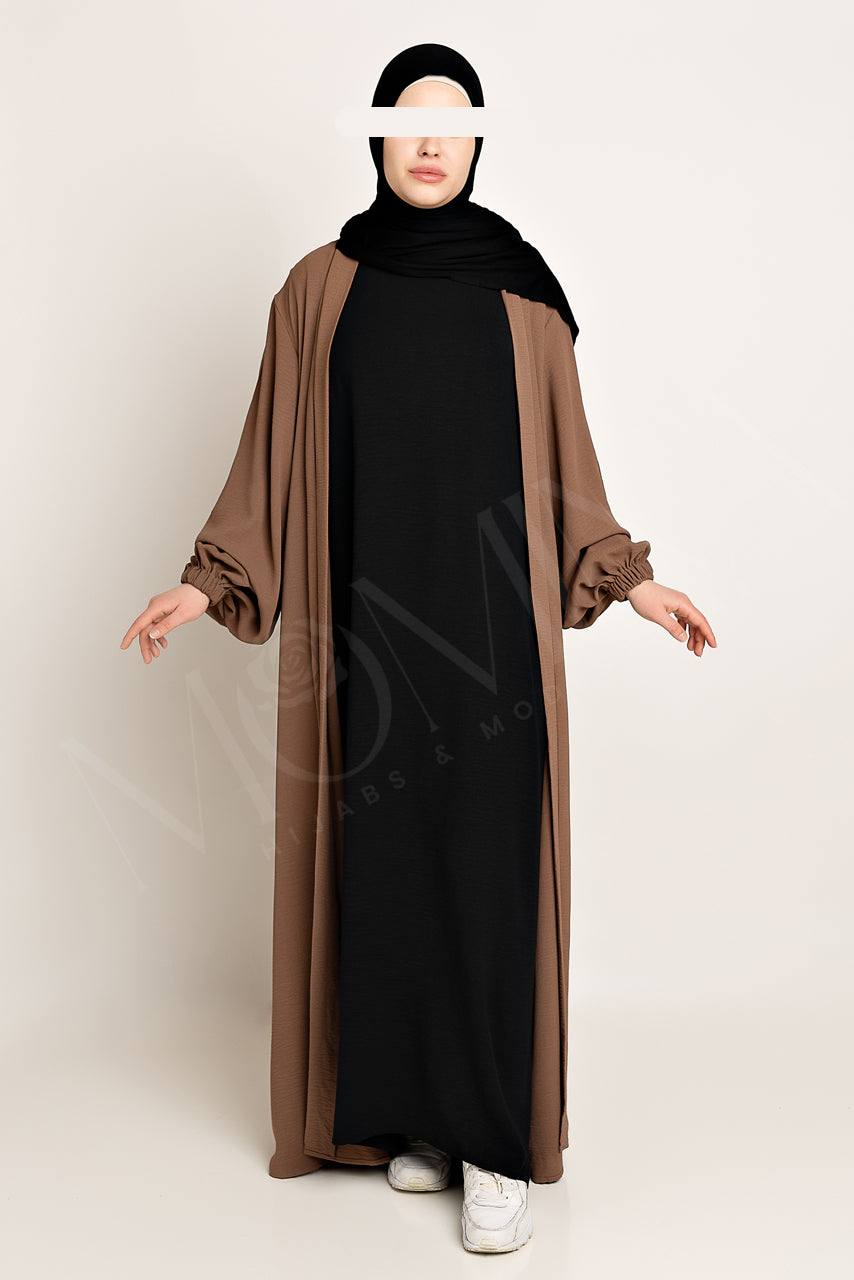 Amani Textured Abaya Outer - Cocoa Brown - Momina Hijabs & Modestwear ™