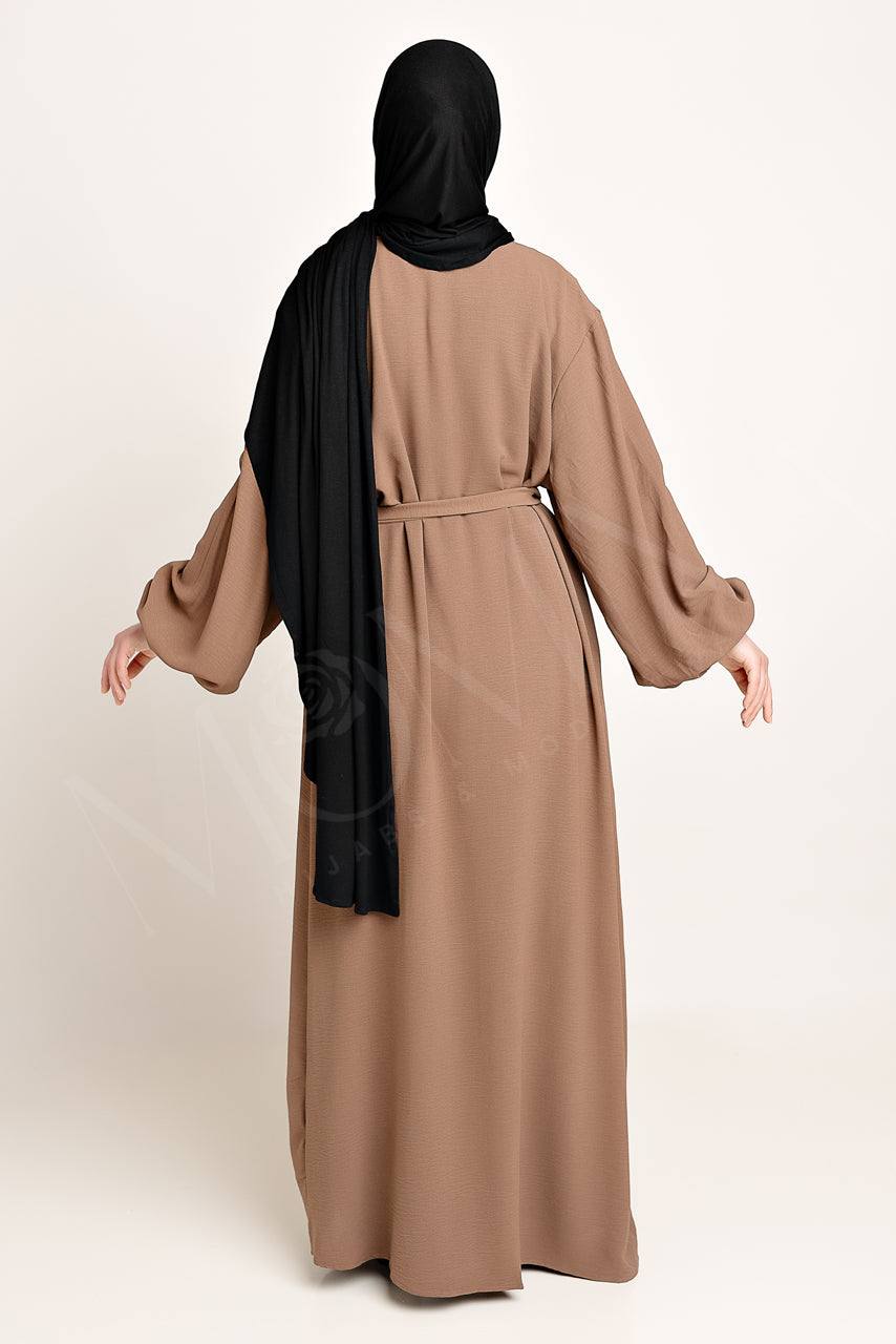 Amani Textured Abaya Outer - Cocoa Brown - Momina Hijabs & Modestwear ™