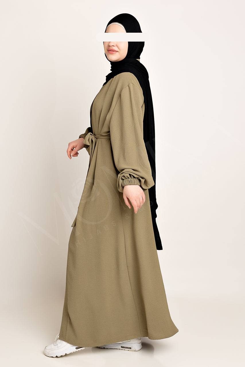 Amani Textured Abaya Outer - Olive - Momina Hijabs & Modestwear ™