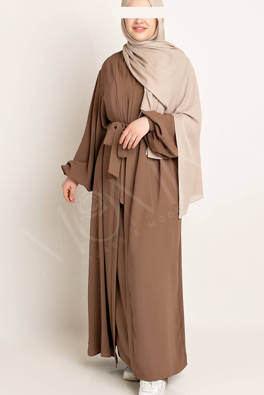 Amani Textured Abaya Set - Cocoa Brown - Momina Hijabs & Modestwear ™