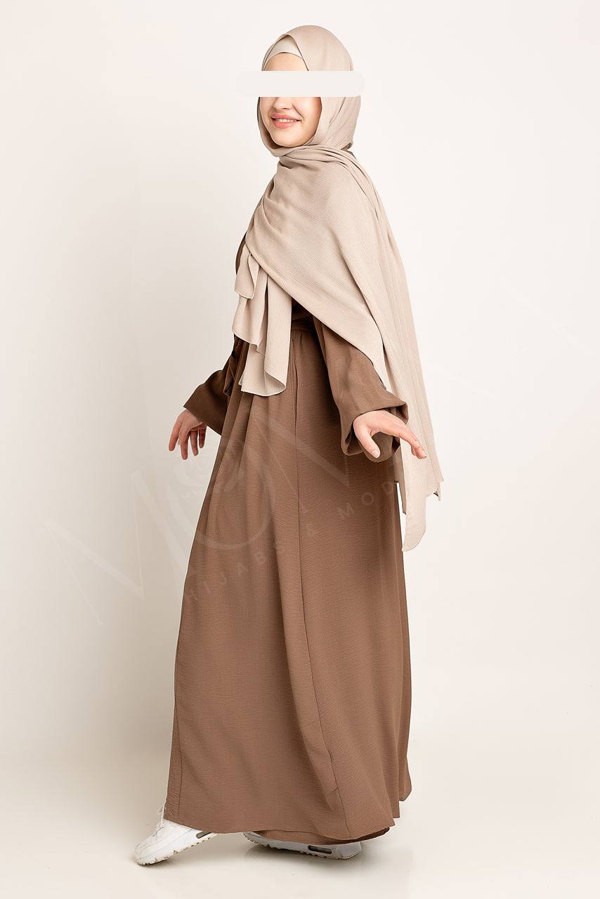 Amani Textured Abaya Set - Cocoa Brown - Momina Hijabs & Modestwear ™