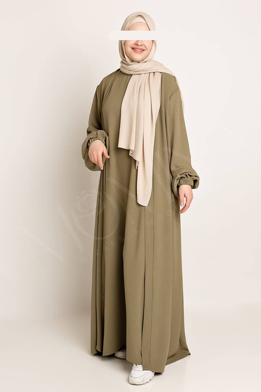 Amani Textured Abaya Set - Olive - Momina Hijabs & Modestwear ™