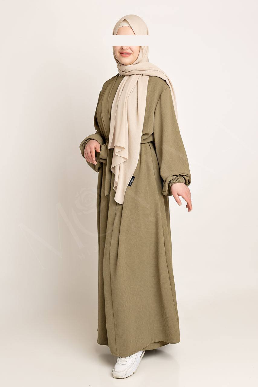 Amani Textured Abaya Set - Olive - Momina Hijabs & Modestwear ™