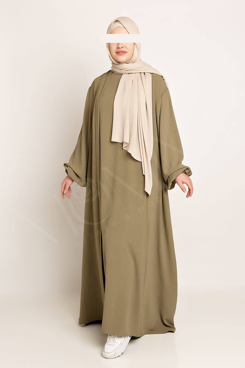 Amani Textured Abaya Set - Olive - Momina Hijabs & Modestwear ™