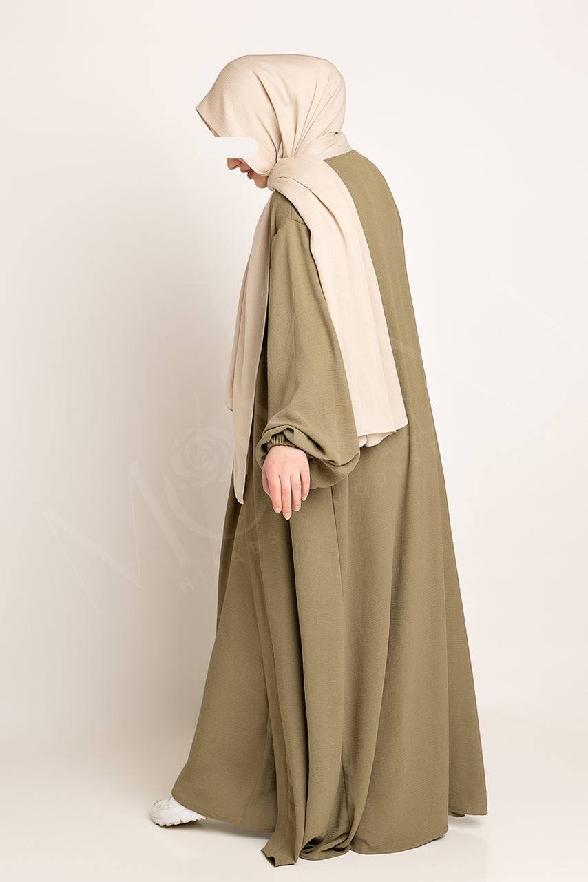 Amani Textured Abaya Set - Olive - Momina Hijabs & Modestwear ™