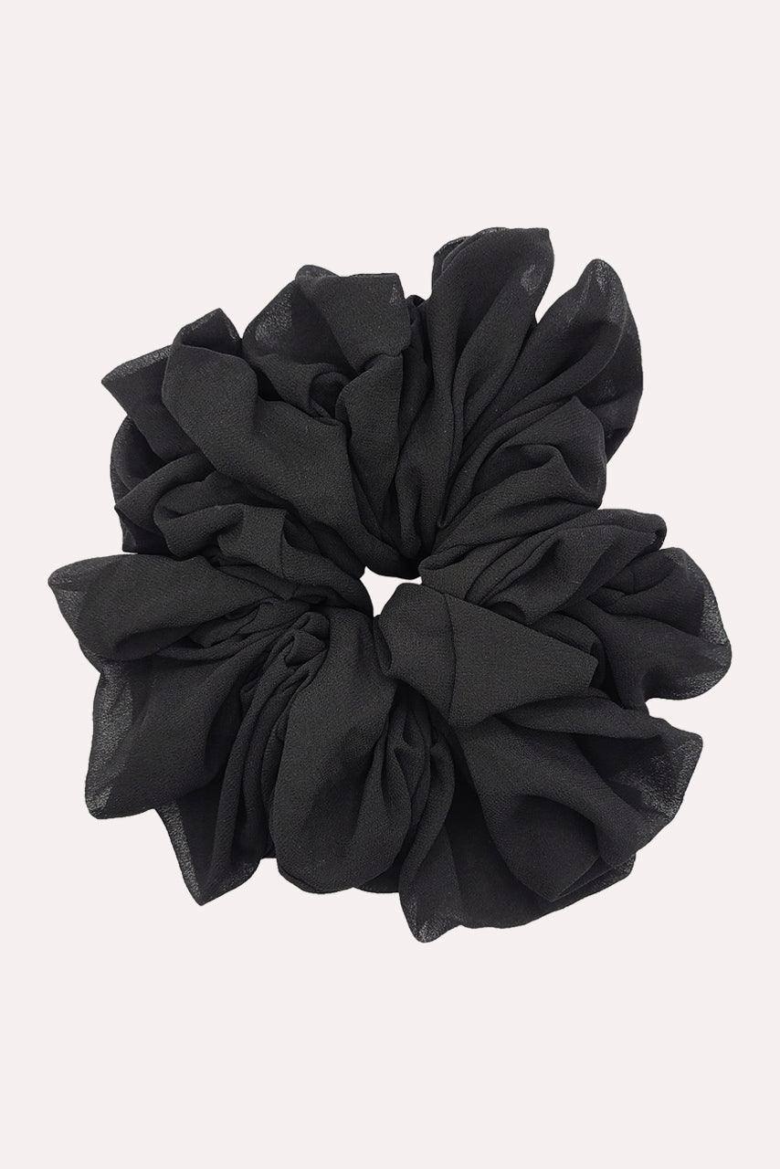 Chiffon Hijab Scrunchie - Pitch Black - Momina Modestwear