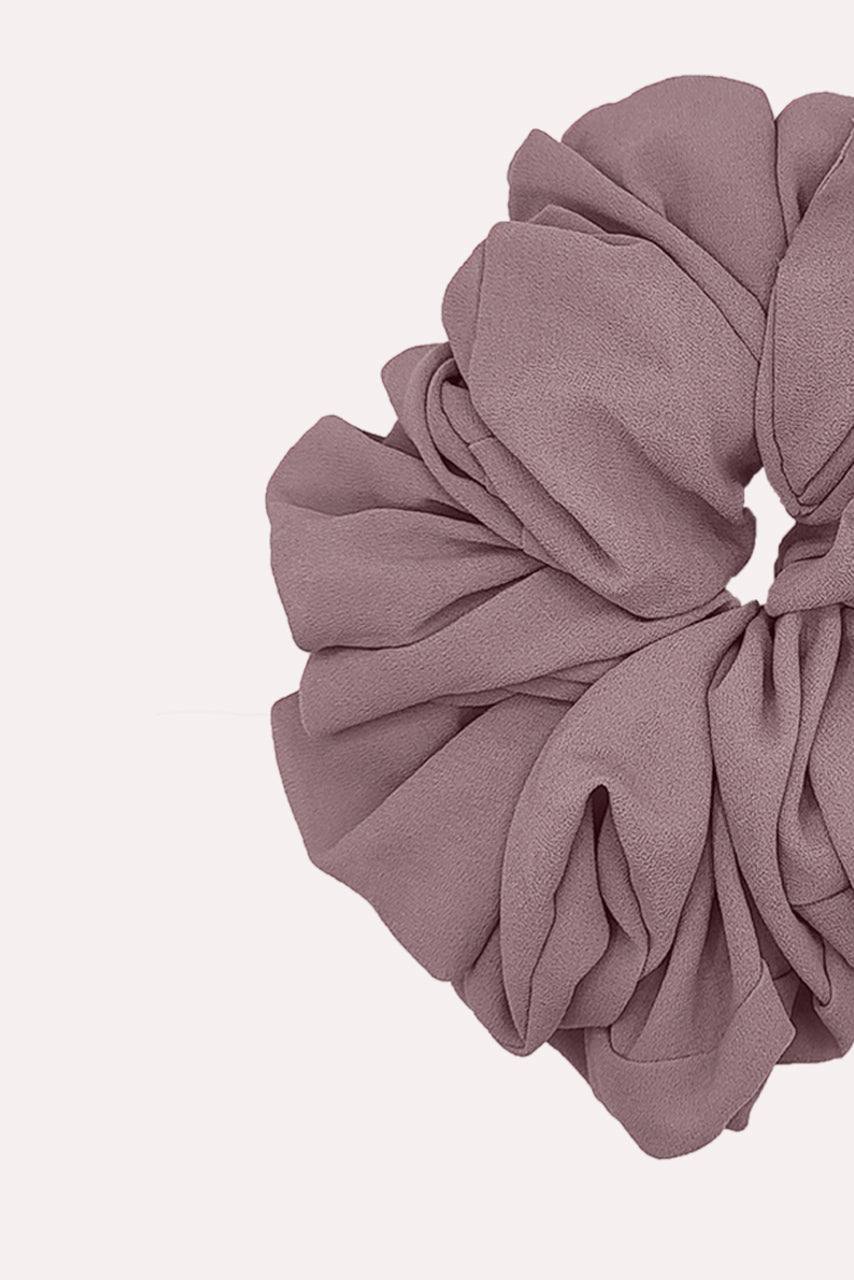Close up of Rose Brown Scrunchie by Momina Hijabs