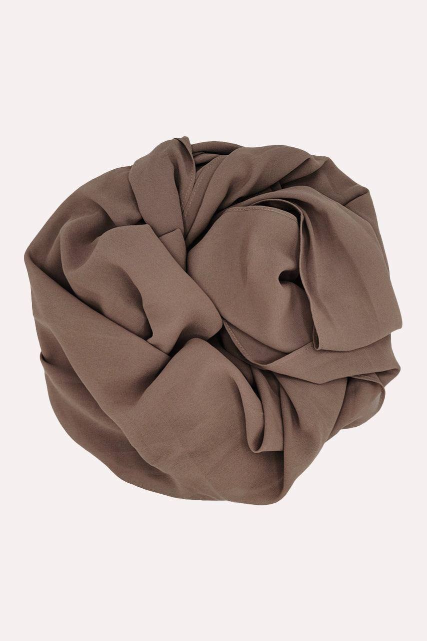 Brown Classic Chiffon Hijab - Biscuit - Rolled