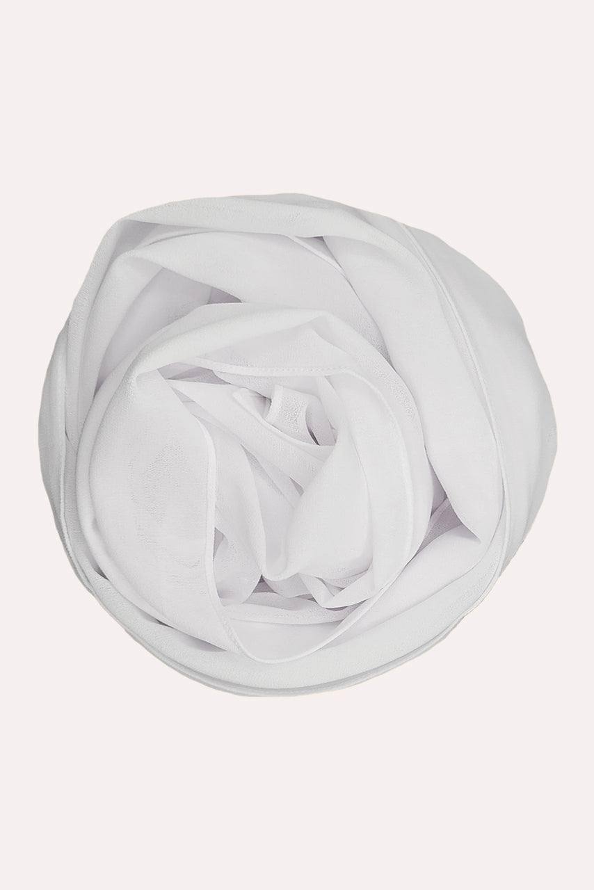 White Classic Chiffon Hijab - Daisy - Rolled