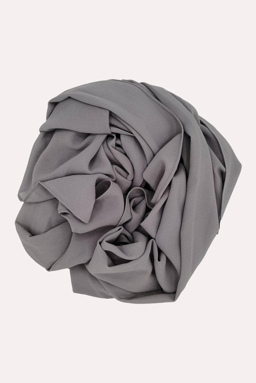 Cool Grey Classic Chiffon Hijab - Pebble - Rolled