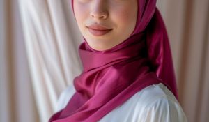 Close up shot of a hijabi wearing a satin crinkle hijab