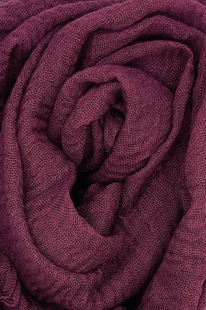 Cotton Crinkle Hijab - Aubergine Fabric
