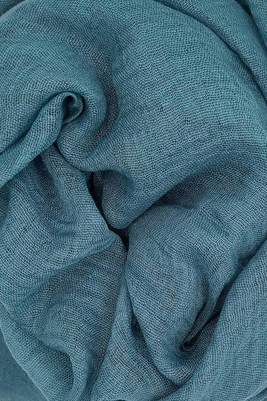 Cotton Crinkle Hijab - Teal - Blue color - Fabric closeup