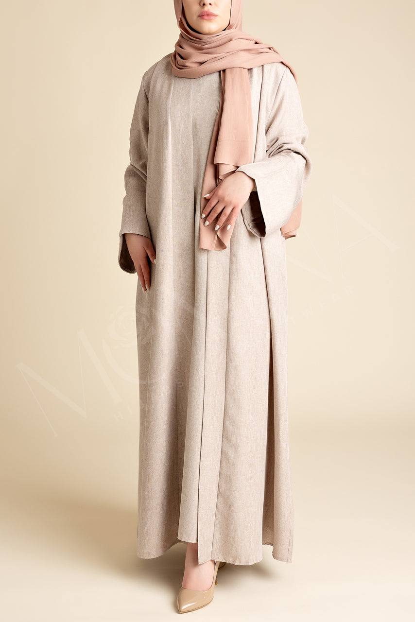Lite Linen Abaya Set - Sandstone - Momina Hijabs