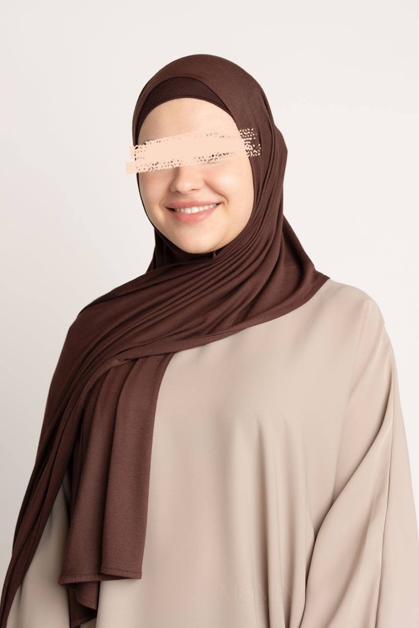 Matching Premium Jersey Hijab & Undercap Set - Brownie - Momina Hijabs & Modestwear