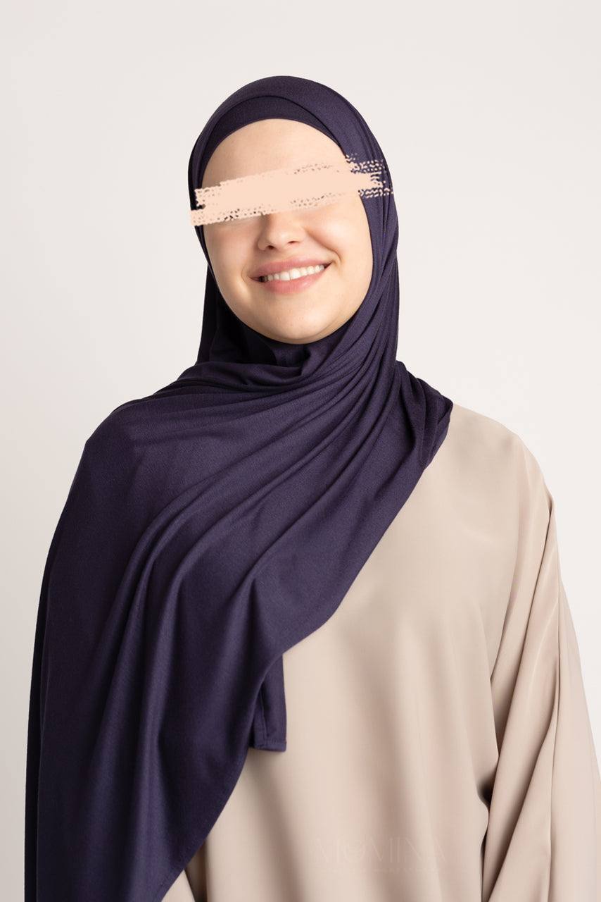 Matching Premium Jersey Hijab & Undercap Set - Indigo - Momina Hijabs & Modestwear