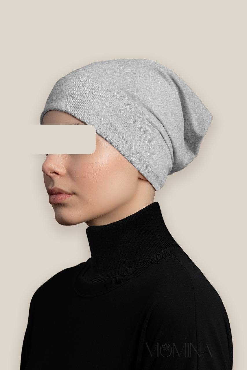 Matching Premium Jersey Hijab & Undercap Set - Light Marble Gray - Momina Hijabs