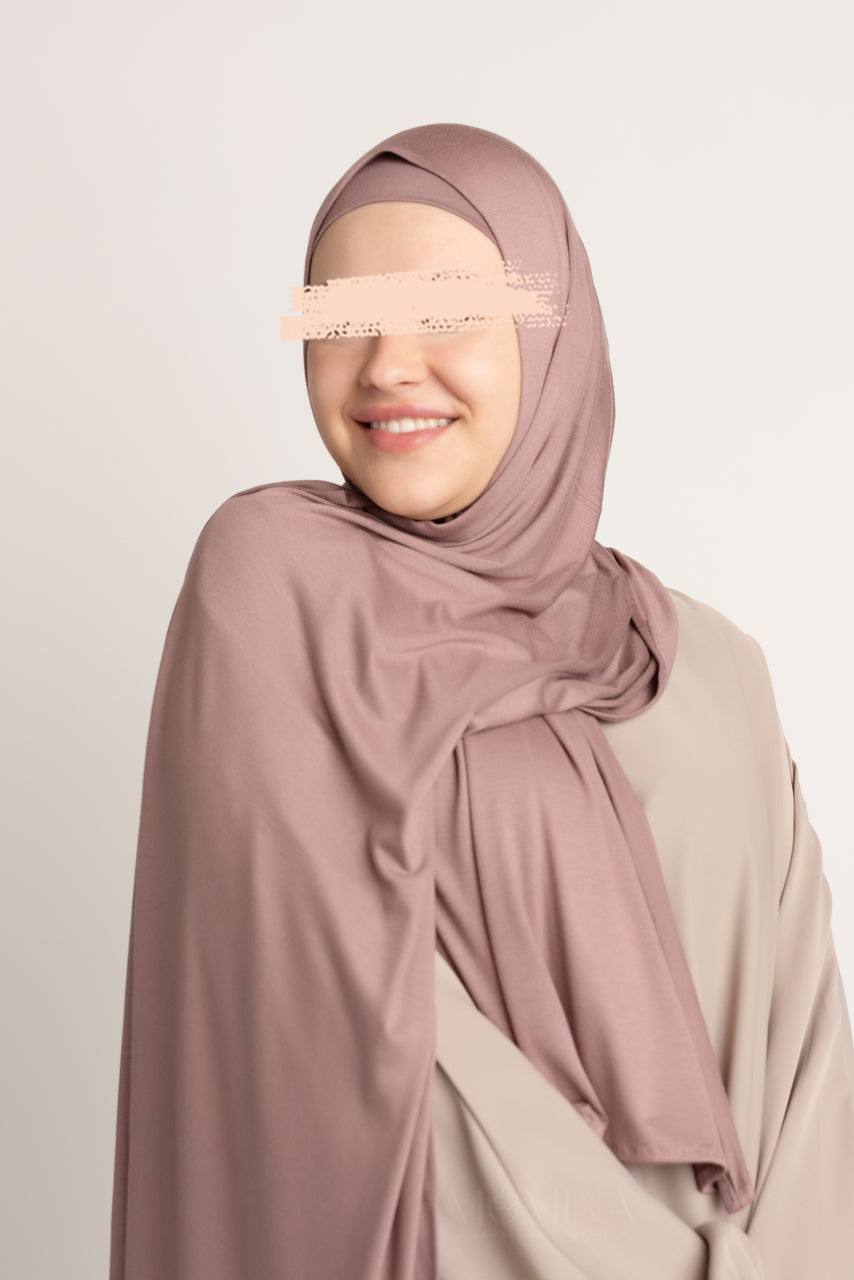 Matching Premium Jersey Hijab & Undercap Set - Mocha - Momina Hijabs & Modestwear