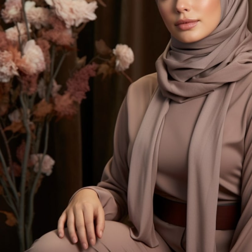 model-wearing-a-neutral-color-hijab-momina-hijabs-min - Momina Modestwear