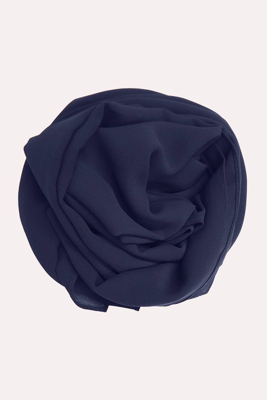 Premium Chiffon in Midnight Blue by Momina Hijabs