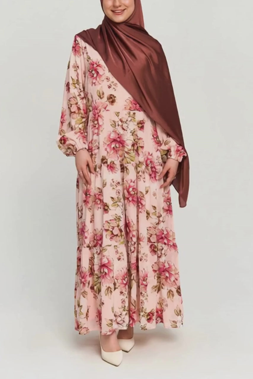 Floral Maxi Chiffon Dress in Bloom by Momina Hijabs
