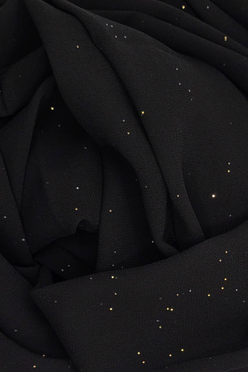 Black-Shimmer-Chiffon-Hijab-Starry-Night-Fabric-Closeup