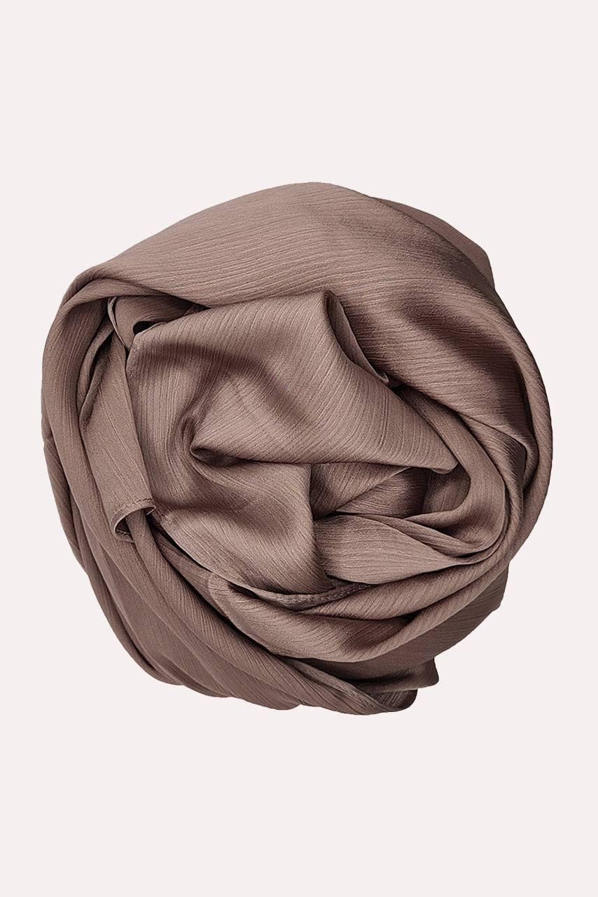 Silk Satin Crinkle Hijab - Bronzed - Momina Modestwear