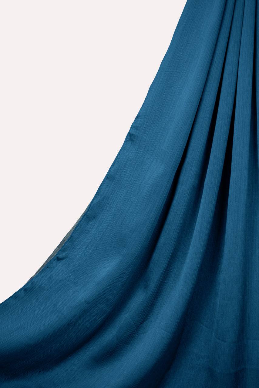 Silk Satin Crinkle Hijab - Chrome Blue - Momina Hijabs