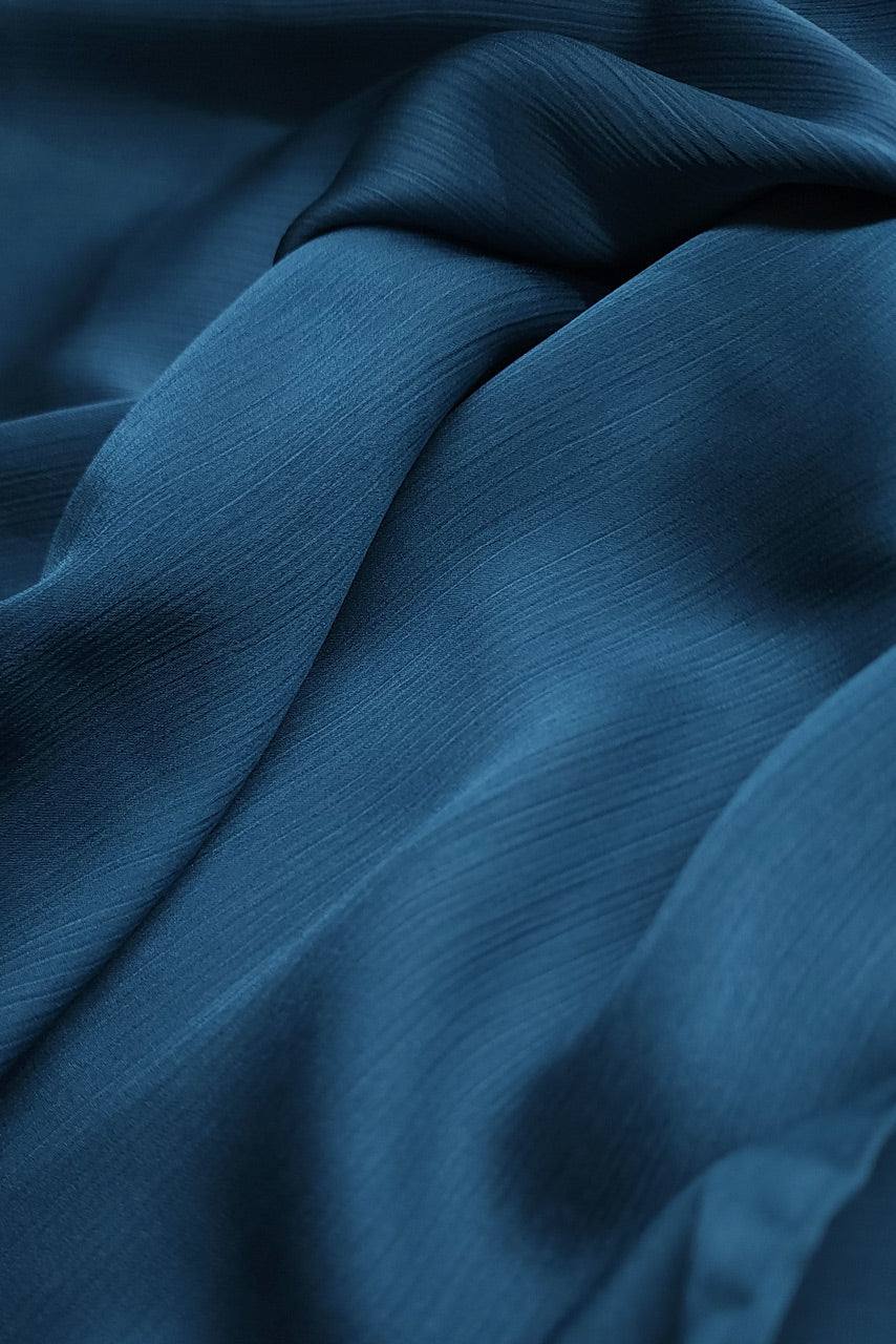 Silk Satin Crinkle Hijab - Chrome Blue - Momina Hijabs